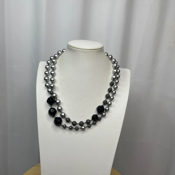 Furla Italy Italian beaded necklace gray and black beads long, wrappable jewelry - Picture 11 of 16
